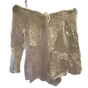 Zara White Off-Shoulder Linen Top (Size S)